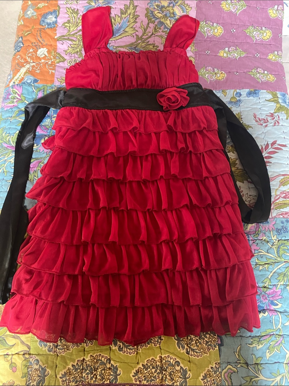 Candie's Red Ruffled Party Dress with Black Sash